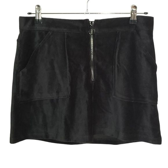Rewash Corduroy A-Line Partial Front Zip Mini Skirt